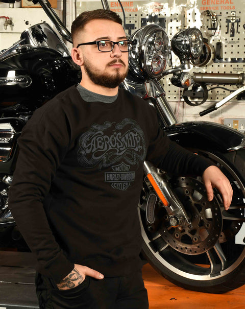 Harley-Davidson® X Aerosmith Mens Toxic Twins Crew Neck Jumper Harley Davidson Direct