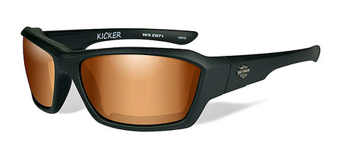 Harley-Davidson® Men's Wiley X® Kicker Sunglasses | Bronze Flash Lenses | Matte Black Frame - HAKIC06
