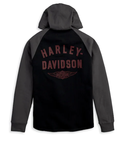 Genuine Harley-Davidson® Men's Staple Hooded Raglan Henley 96327-23VM
