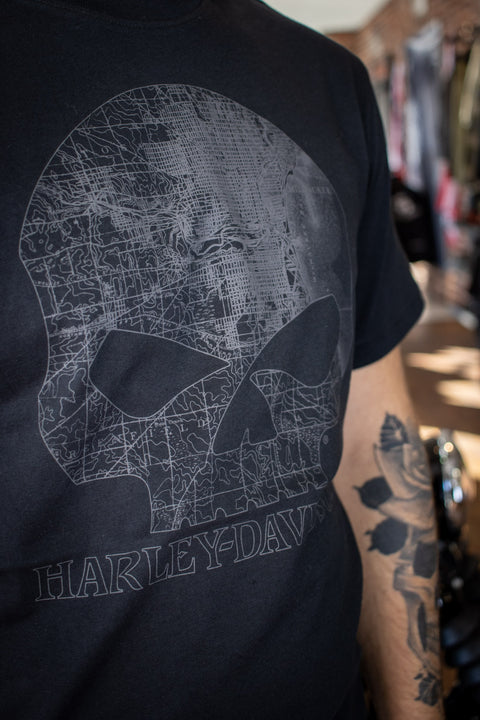 Harley-Davidson® Men's Milwaukee Map Skull Graphic Tee 96061-22VM Harley Davidson Direct