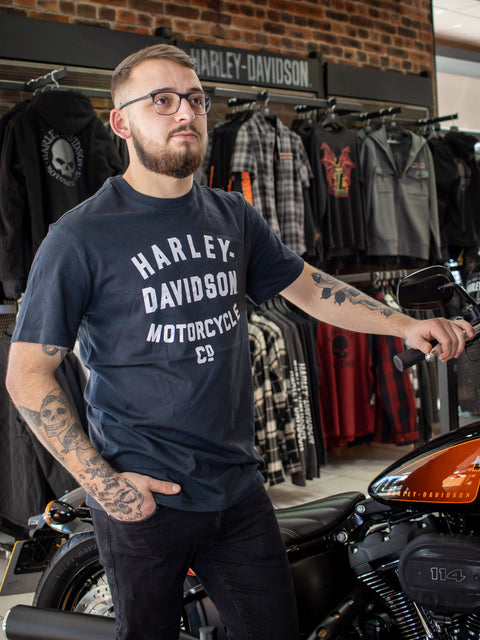 Harley-Davidson® Men's Racer Font Motorcycle Co. Graphic Tee 96056-22VM Harley Davidson Direct