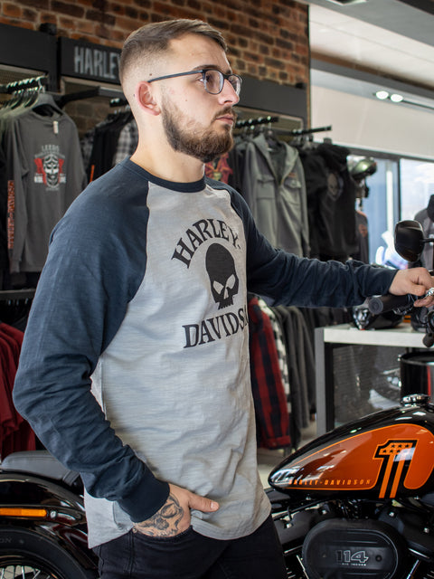 Harley-Davidson® Men's Willie G (TM) Skull Raglan Sleeve Graphic Top 96197-22VM Top Harley Davidson Direct