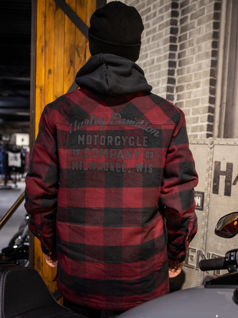 Harley-Davidson®  Hooded Shirt Onwards Plaid red/grey  96357-23VM/