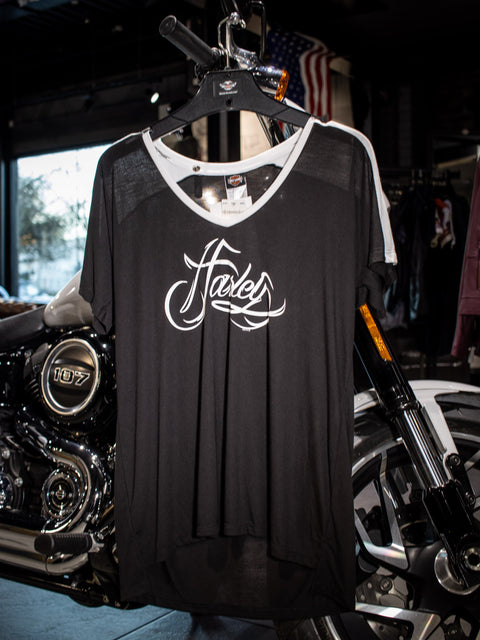Gateshead Harley Davidson® Black Mapless Way Dolman Women's T-Shirt R0395620 Harley Davidson Direct
