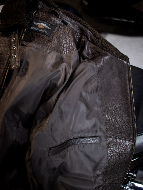 Harley-Davidson® Men's Auer Sherpa Collar Leather Jacket 97015-22VM Harley-Davidson® Direct