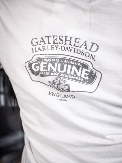 Gateshead Harley Davidson HiDef H-D Ladies White Dealer T-Shirt Harley-Davidson® Direct