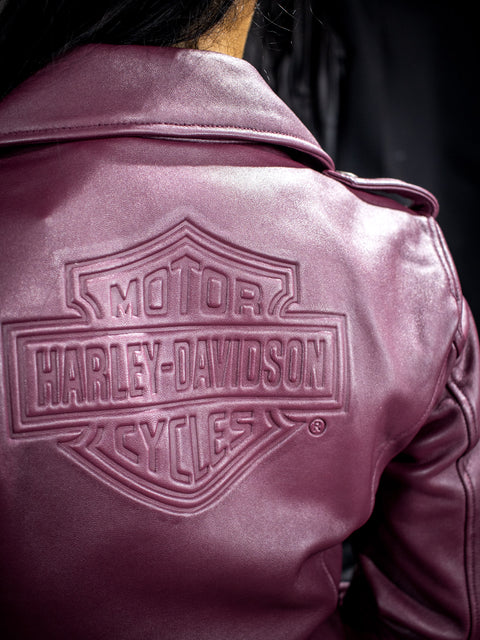 Harley-Davidson® Women's Lisbon Debossed Leather Jacket 97021-22VW Harley-Davidson® Direct
