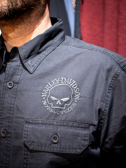 Harley-Davidson® Men's Willie G Skull Solid Shirt 96039-22VM Harley-Davidson® Direct
