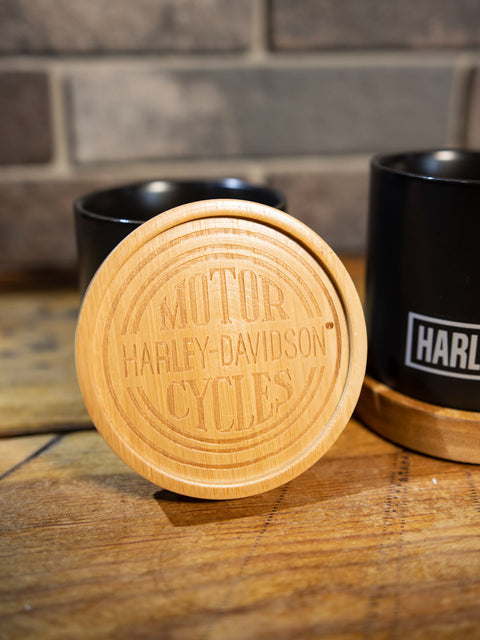 Harley-Davidson® Signature Coffee Mugs & Logo Wood Coasters HDL-18615