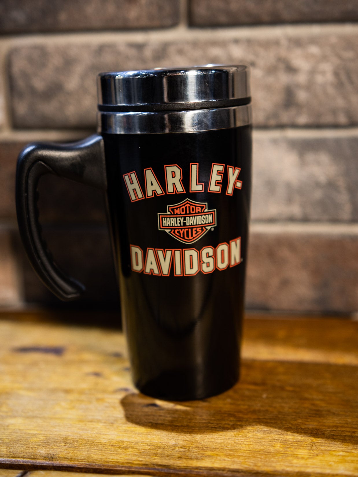 Harley-Davidson Travel Mug Harley-Davidson Core Bar & Shield 16 Oz  Insulated Travel Mug - Orange Rubberized Stainless Steel Hd Merchandise