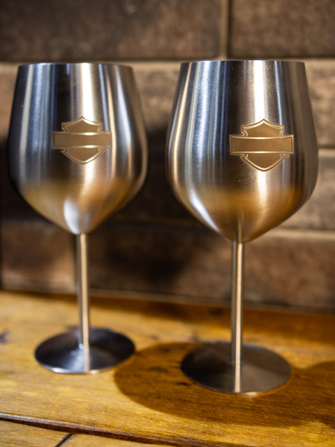 Harley-Davidson® Wine Glass Set | Stainless Steel | Set of Two - HDL-18788