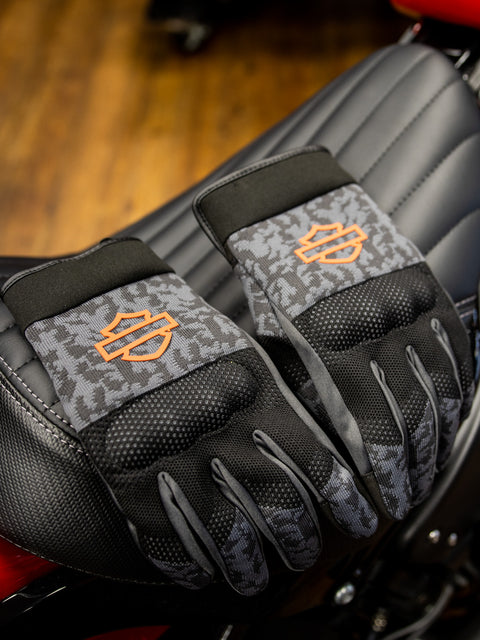 Harley-Davidson® Men's Dyna Knit Mesh Gloves Camo Blackened Pearl - 98136-23VM