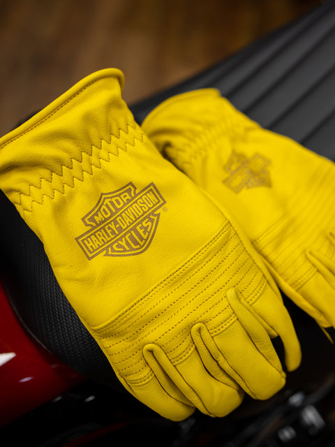 Harley-Davidson® Men's Helm Leather Bar & Shield Work Gloves - Natural 98133-23VM