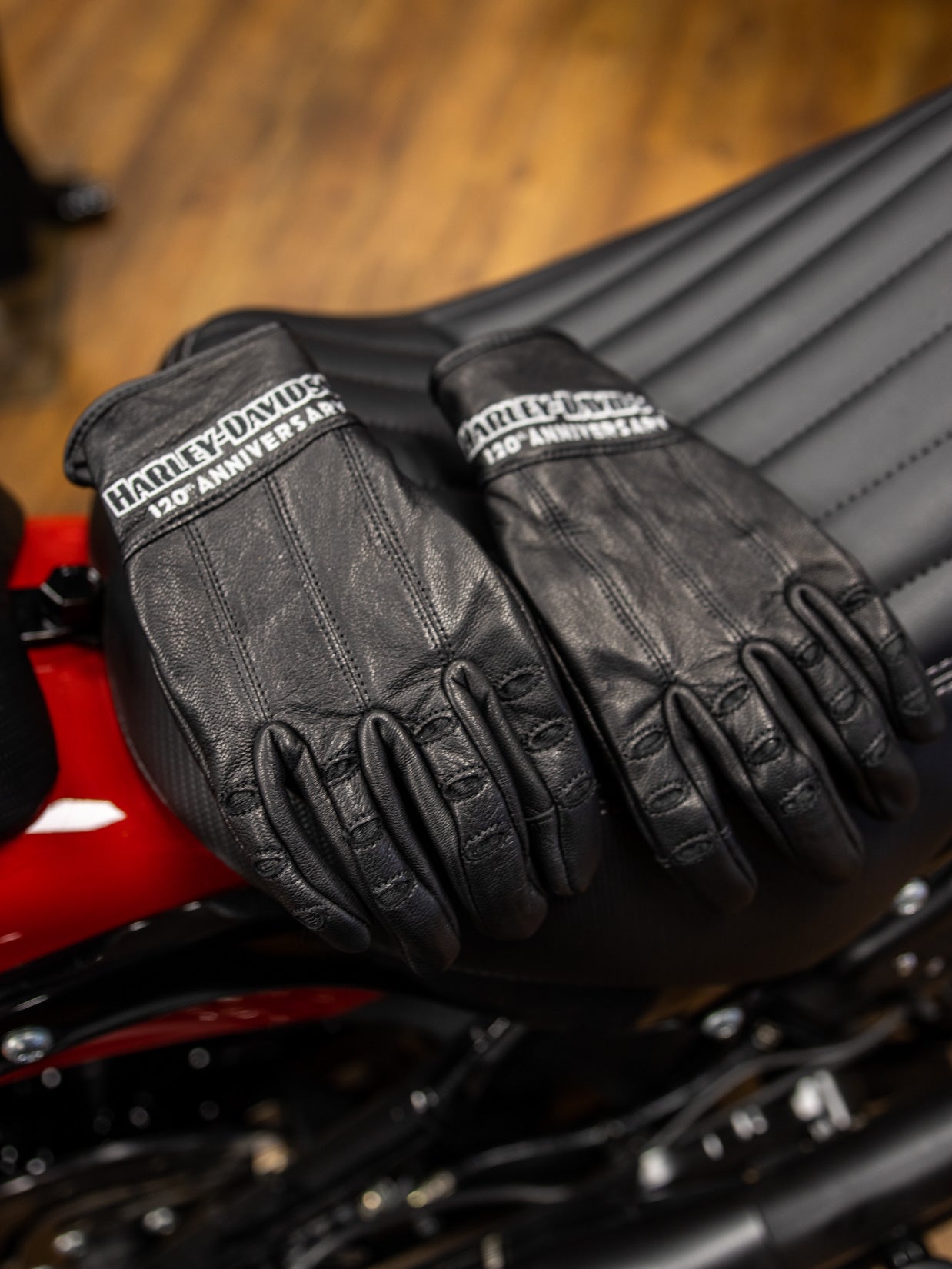 Harley-Davidson Centerline Mixed Media Gloves – Mesh & Leather With Grip Tech, Reflective Stripes, Orange - View #9