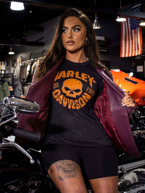 Gateshead Harley Davidson Willie G Grunge Ladies Black Dealer T-Shirt Harley-Davidson® Direct