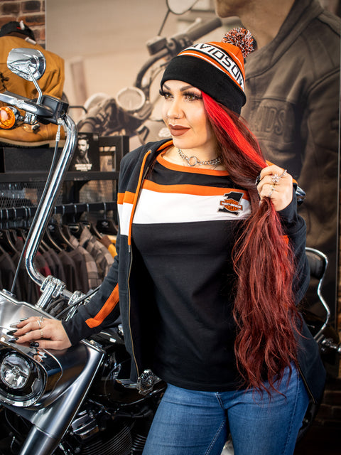 Genuine Harley Davidson Women's Rally Stripe Zip Front Hoodie 99094-22VW
