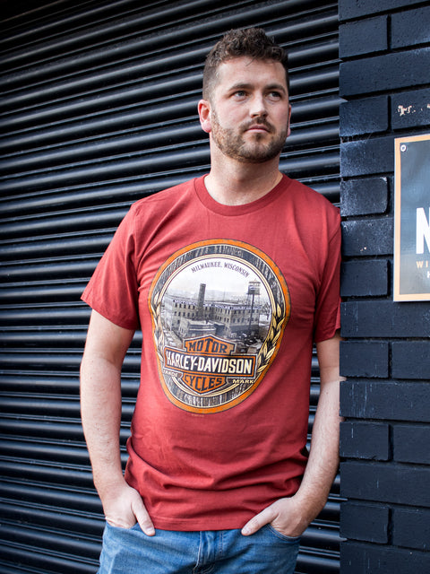 Leeds Harley Davidson T-shirt 'Factory Label' Rust