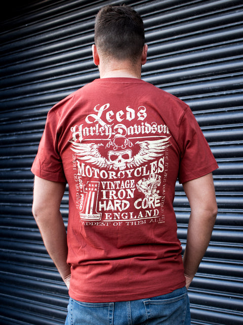 Leeds Harley Davidson T-shirt 'Factory Label' Rust