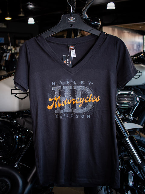 Gateshead Harley-Davidson® Plated USA V-Neck Womens T-Shirt