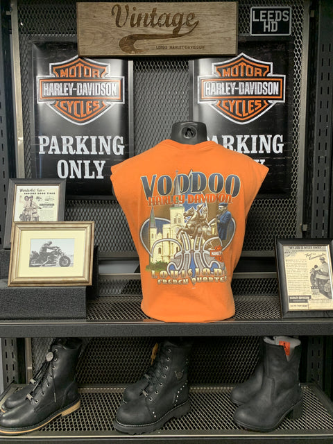 VINTAGE Orange VooDoo Dealer Tee Mens Harley Davidson Chest 50 Harley Davidson Direct