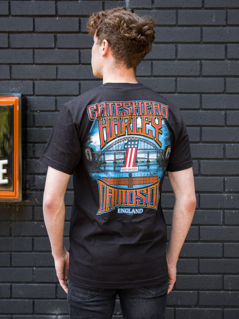 Gateshead Harley Davidson Dealer T-Shirt Genuine Oil R004384