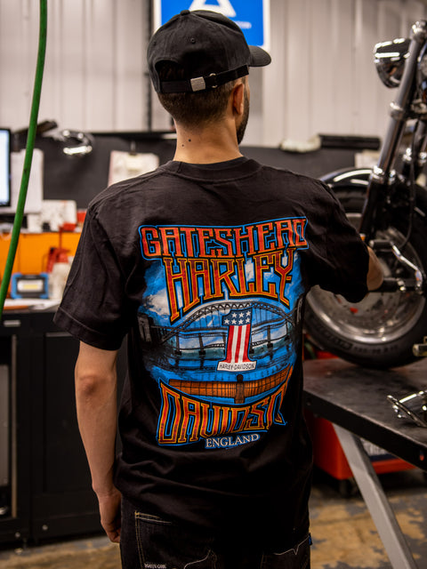 Gateshead Harley Davidson Dealer T-Shirt Banner Label R004385