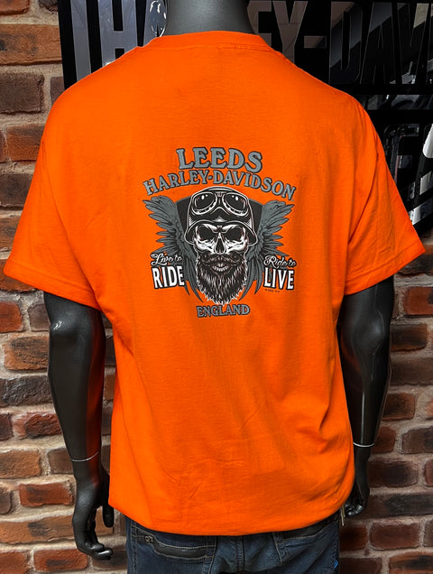 Leeds Harley Davidson Dealer T-Shirt Wolf Skull R004452