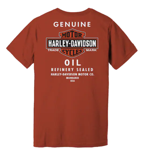 Genuine Harley Orange Men's Oil Can Tee