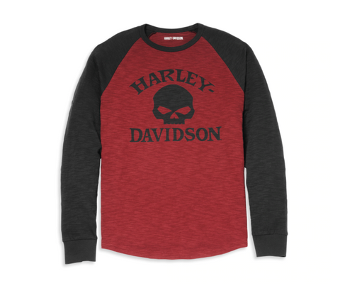 Harley-Davidson® Men's Willie G Skull Raglan Sleeve Graphic Tee 96196-22VM Harley Davidson Direct