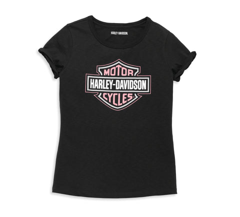 Harley-Davidson® Short Sleeve Ladies T-shirt Black/Pink B&S 96116-22VW Harley Davidson Direct