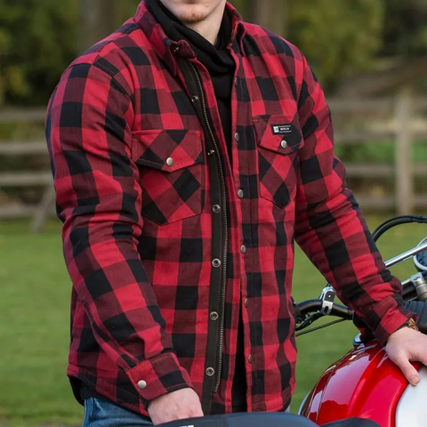 Merlin Axe Red Checkered Protective Riding Shirt MCP004/RED Harley Davidson Direct