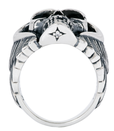 'Azrael' SoulFetish Designer Solid Silver Skull Ring Harley Davidson Direct