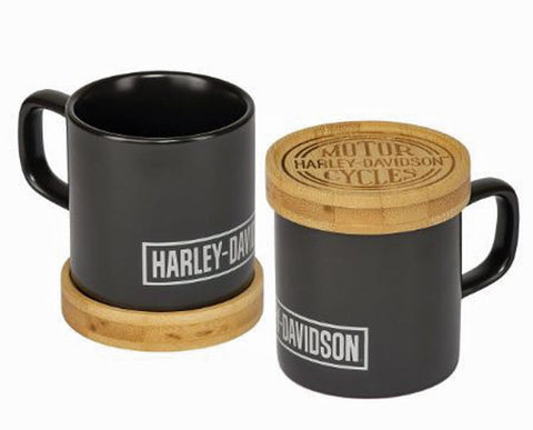 Harley-Davidson® Signature Coffee Mugs & Logo Wood Coasters HDL-18615