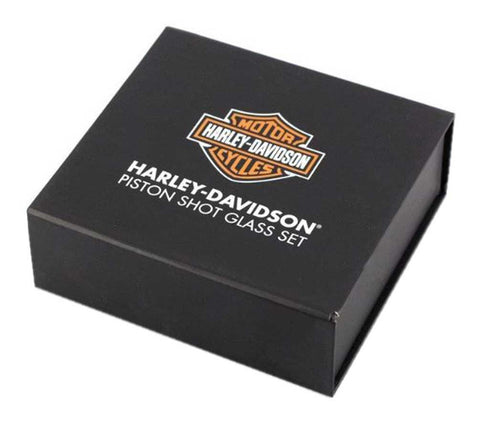 Harley-Davidson® Piston Shot Glass Set, Two Hand Blown 2 Glasses HDL-18770