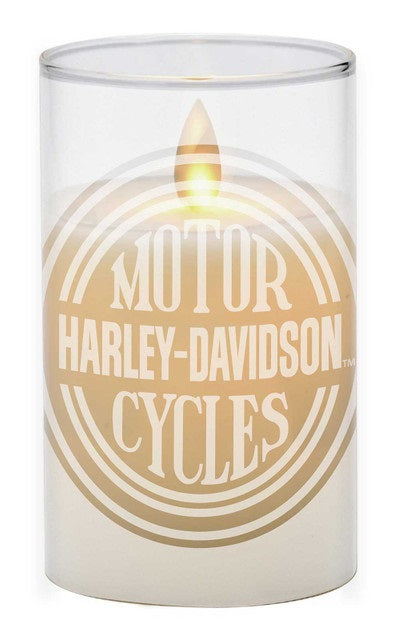Harley-Davidson® Flameless LED Frosted Glass Candle Holder HDL-19004