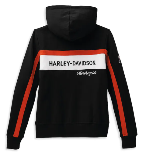 Genuine Harley Davidson Women's Rally Stripe Zip Front Hoodie Harley-Davidson® Direct