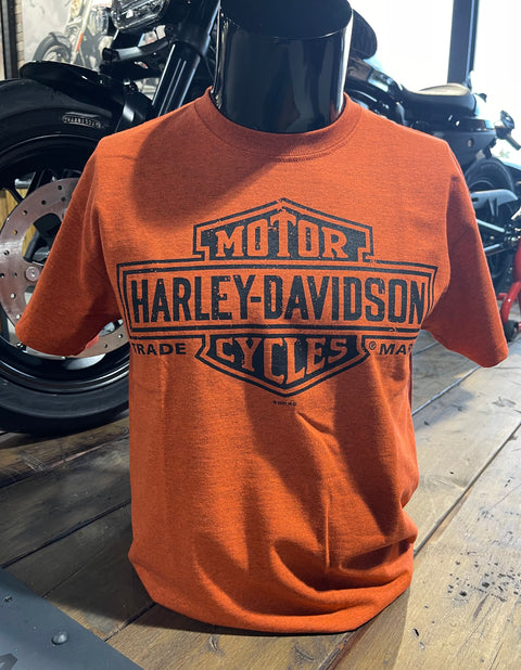 Gateshead Harley Davidson Long B-S Dealer Orange T-Shirt Mens Harley Davidson Direct