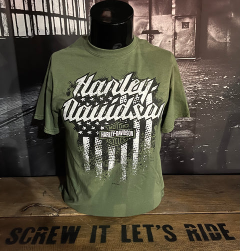 Gateshead Harley-Davidson® Grunge Flag Green Dealer T-Shirt Mens Harley Davidson Direct