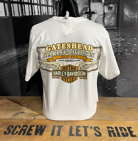 Gateshead Harley-Davidson® Warm Skull White Dealer T-Shirt Mens Harley Davidson Direct