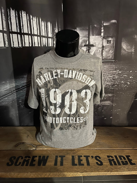 Gateshead Harley-Davidson® Chipped 1903 Grey Dealer T-Shirt Mens Harley Davidson Direct