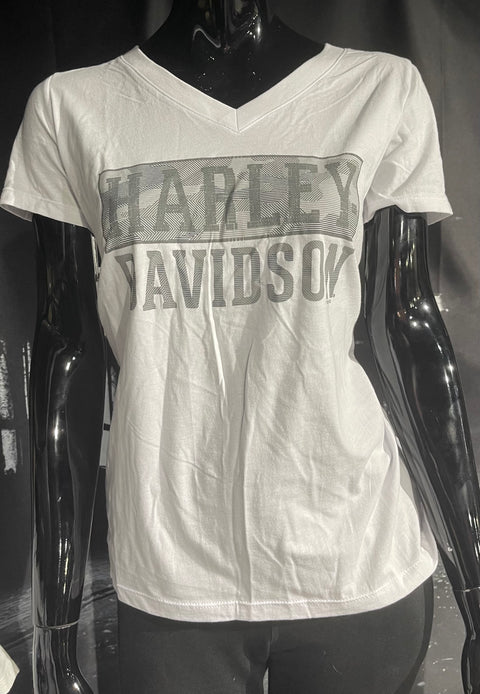 Gateshead Harley Davidson HiDef H-D Ladies White Dealer T-Shirt Harley Davidson Direct