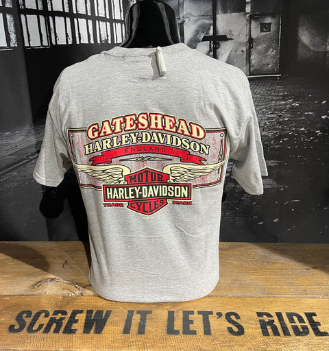 Gateshead Harley-Davidson® Crossed Wrenches Grey Dealer T-Shirt Mens Harley Davidson Direct