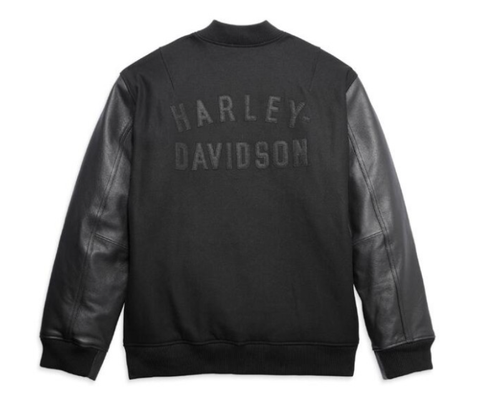 Genuine Harley-Davidson® Mens Black Varsity Leather Jacket 97013-23VM