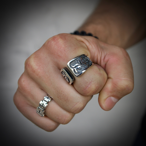 Large 'Love/Hate' SoulFetish Designer Silver Ring by Thierry Martino Harley-Davidson® Direct