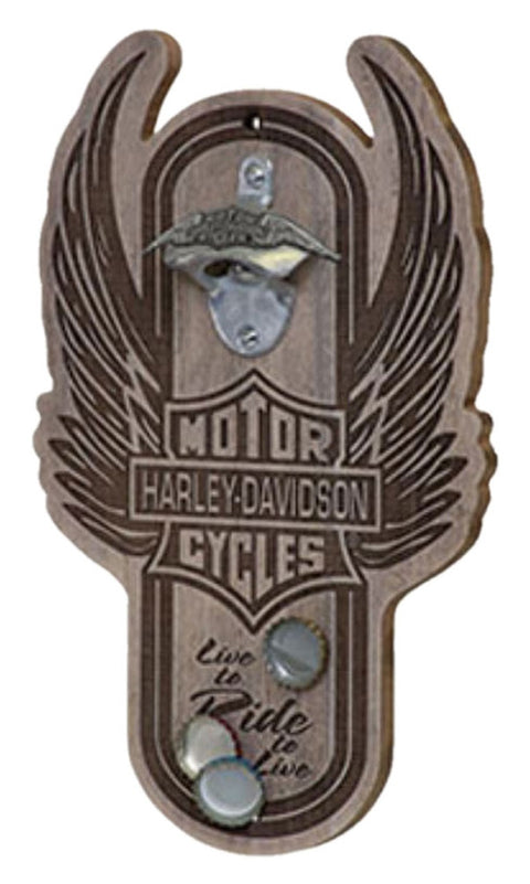 Harley-Davidson® Winged Bar & Shield Magnetic Wooden Bottle Opener HDL-18570
