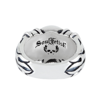 'Ride Free' SoulFetish Designer Skull FY Silver/Garnet Ring R0096smallG Harley Davidson Direct