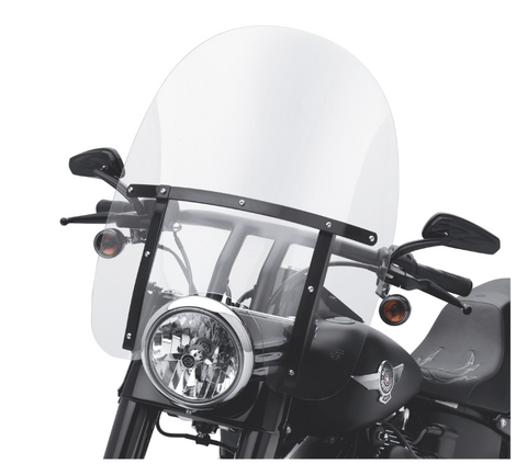 Harley Davidson King-Size H-D Detachables Windshield for FL Softail Models - 21 in. Clear, Gloss Black Braces -57688-10