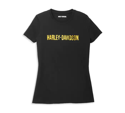 Harley-Davidson® Women's Bar & Shield Gold Logo Graphic Tee 96108-22VW Harley Davidson Direct