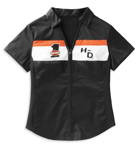 Harley Davidson Genuine Women's Crew Stripe Zip Front Shirt  99114-22VW