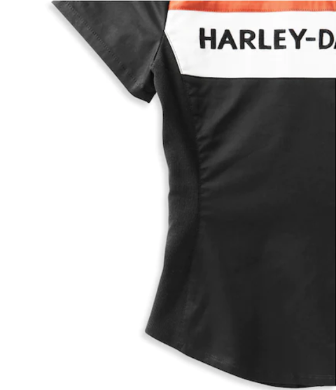Harley Davidson Genuine Women's Crew Stripe Zip Front Shirt  99114-22VW